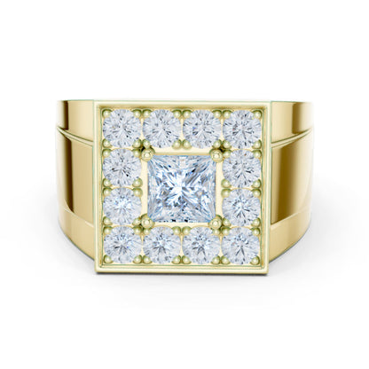 Men's Princess Lab Grown Diamond Halo Ring