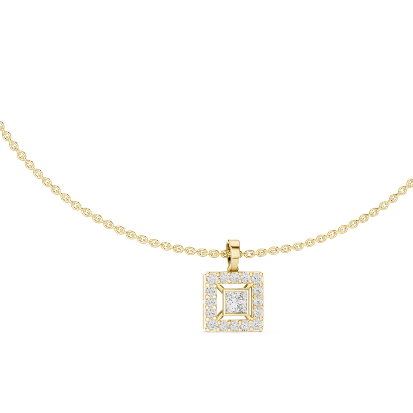 Princess Lab Grown Diamond Halo Pendant