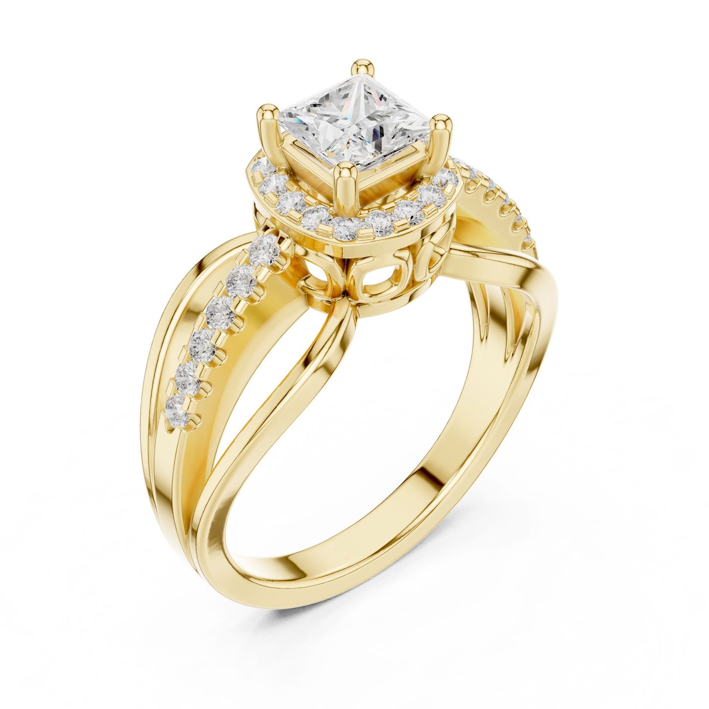Princess Lab Grown Diamond Halo Engagement Ring