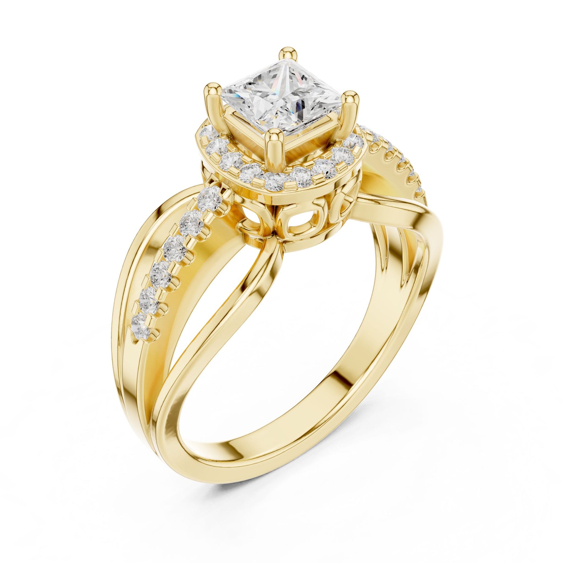 Princess Lab Grown Diamond Halo Engagement Ring