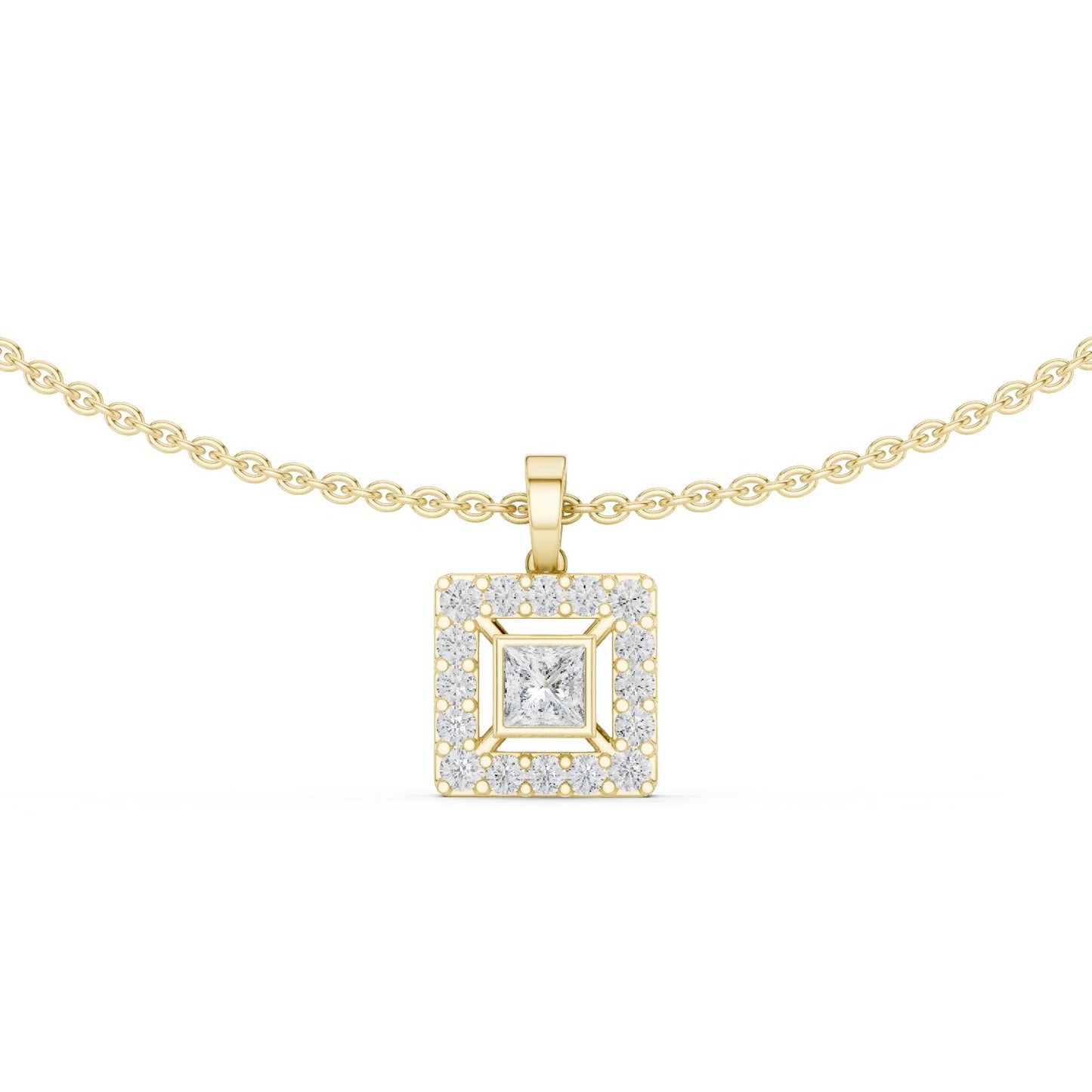 Princess Lab Grown Diamond Halo Pendant