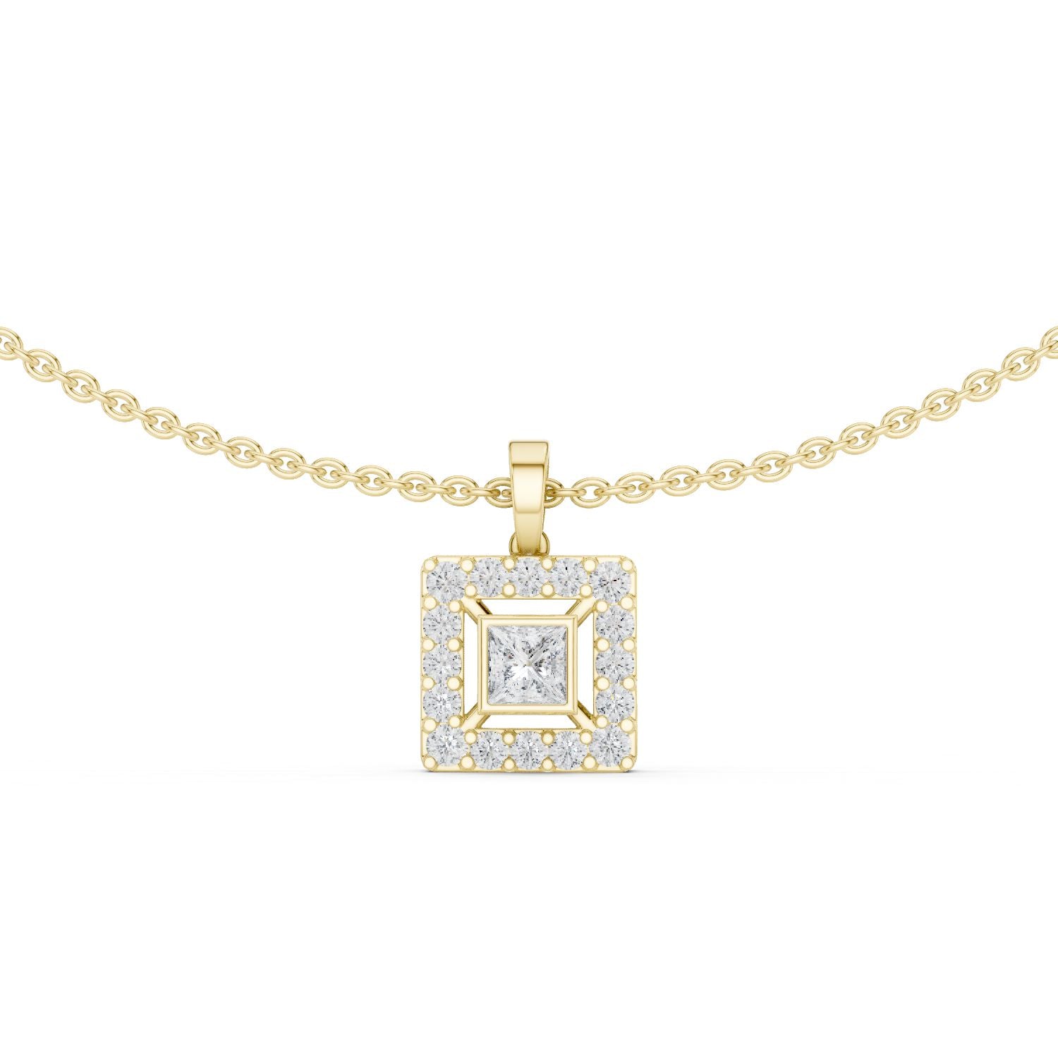 Princess Lab Grown Diamond Halo Pendant