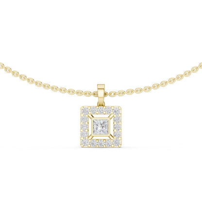 Princess Lab Grown Diamond Halo Pendant