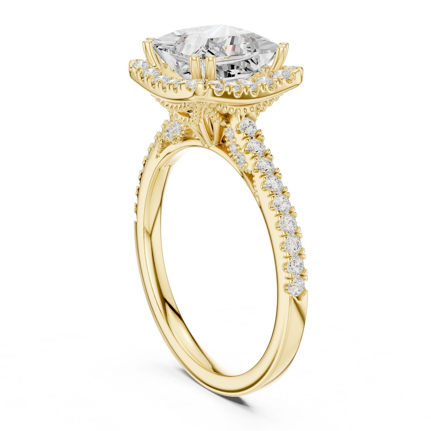 Princess Lab Grown Diamond Halo Engagement Ring