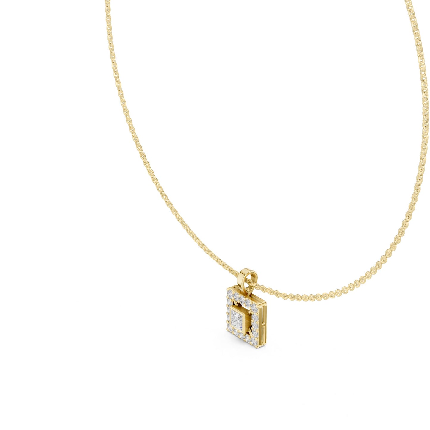 Princess Lab Grown Diamond Halo Pendant