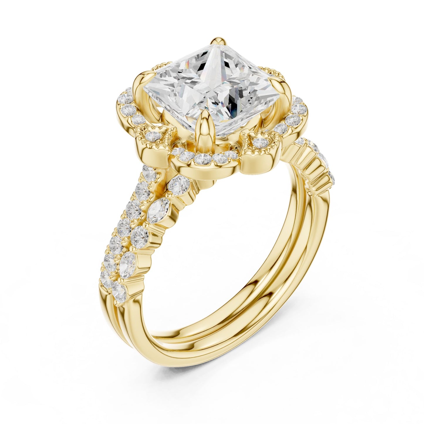 Princess Lab Grown Diamond Halo Engagement Ring