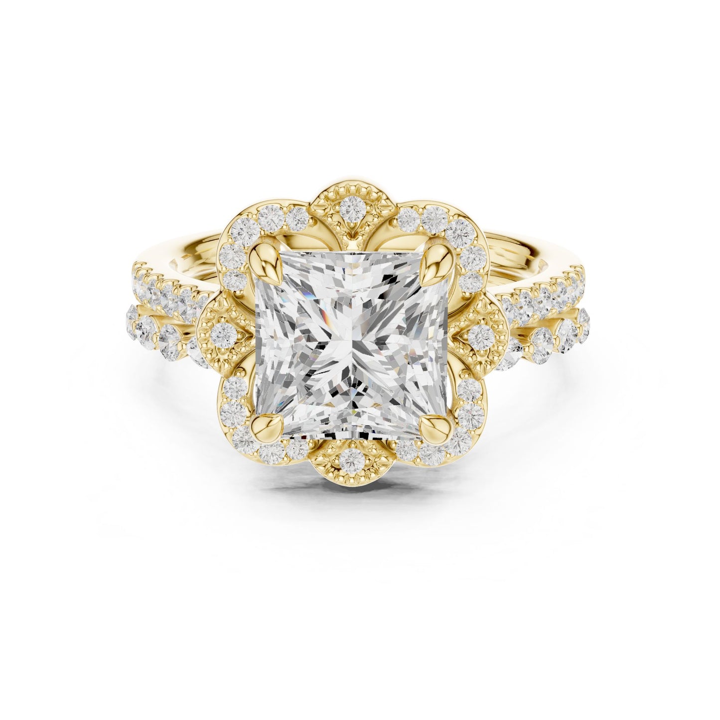 Princess Lab Grown Diamond Halo Engagement Ring