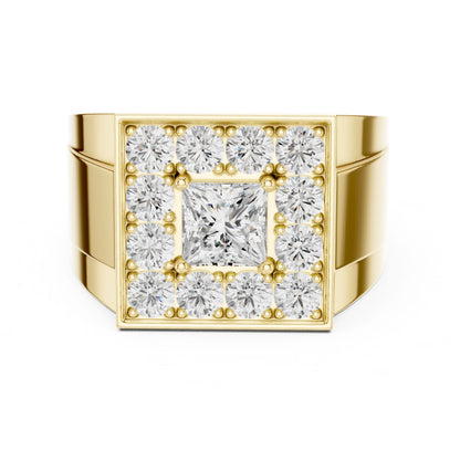 Men's Princess Lab Grown Diamond Halo Ring