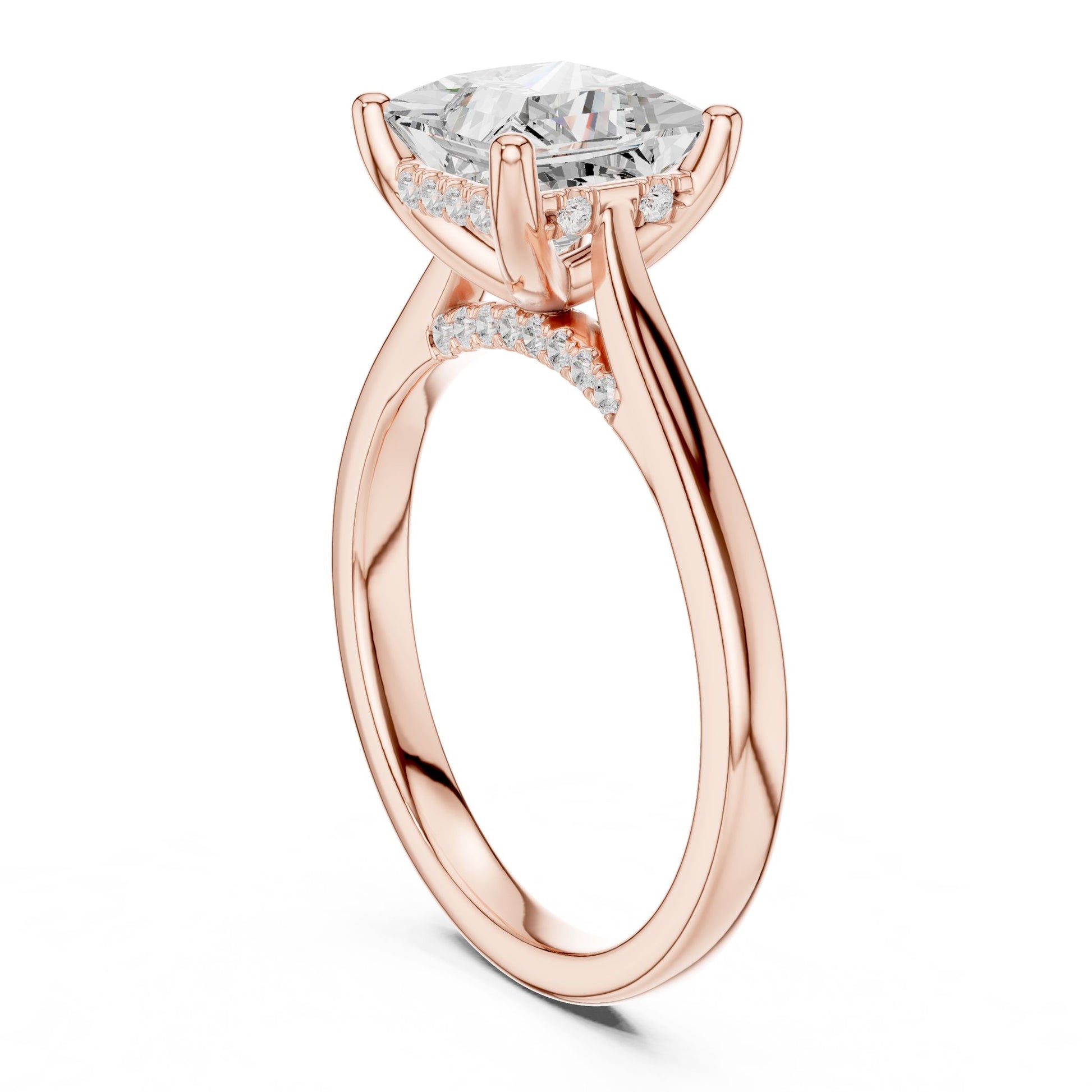 Princess Lab Grown Diamond Hidden Halo Engagement Ring