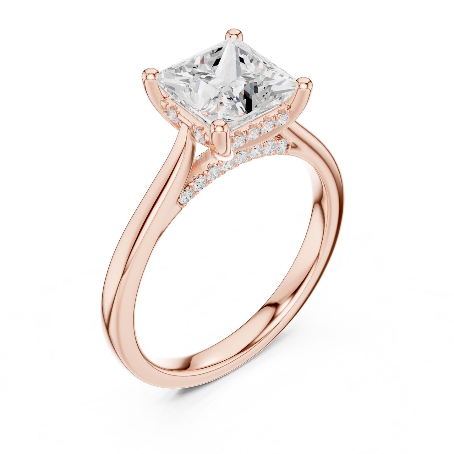 Princess Lab Grown Diamond Hidden Halo Engagement Ring