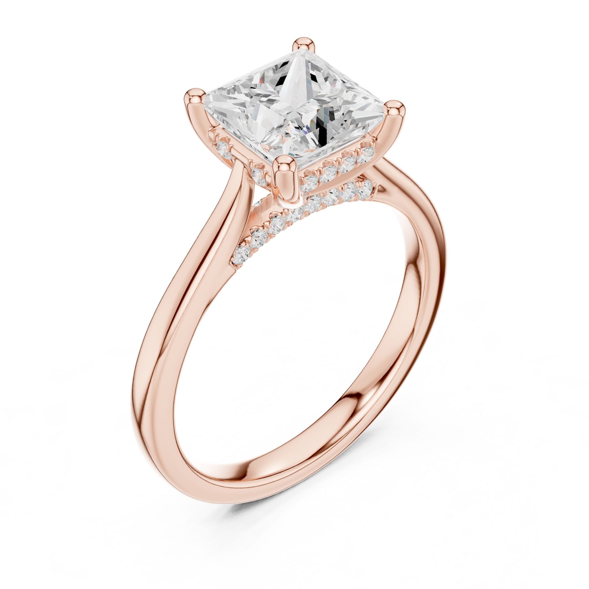 Princess Lab Grown Diamond Hidden Halo Engagement Ring