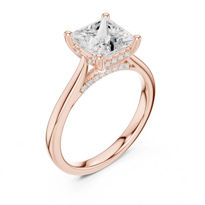Princess Lab Grown Diamond Hidden Halo Engagement Ring