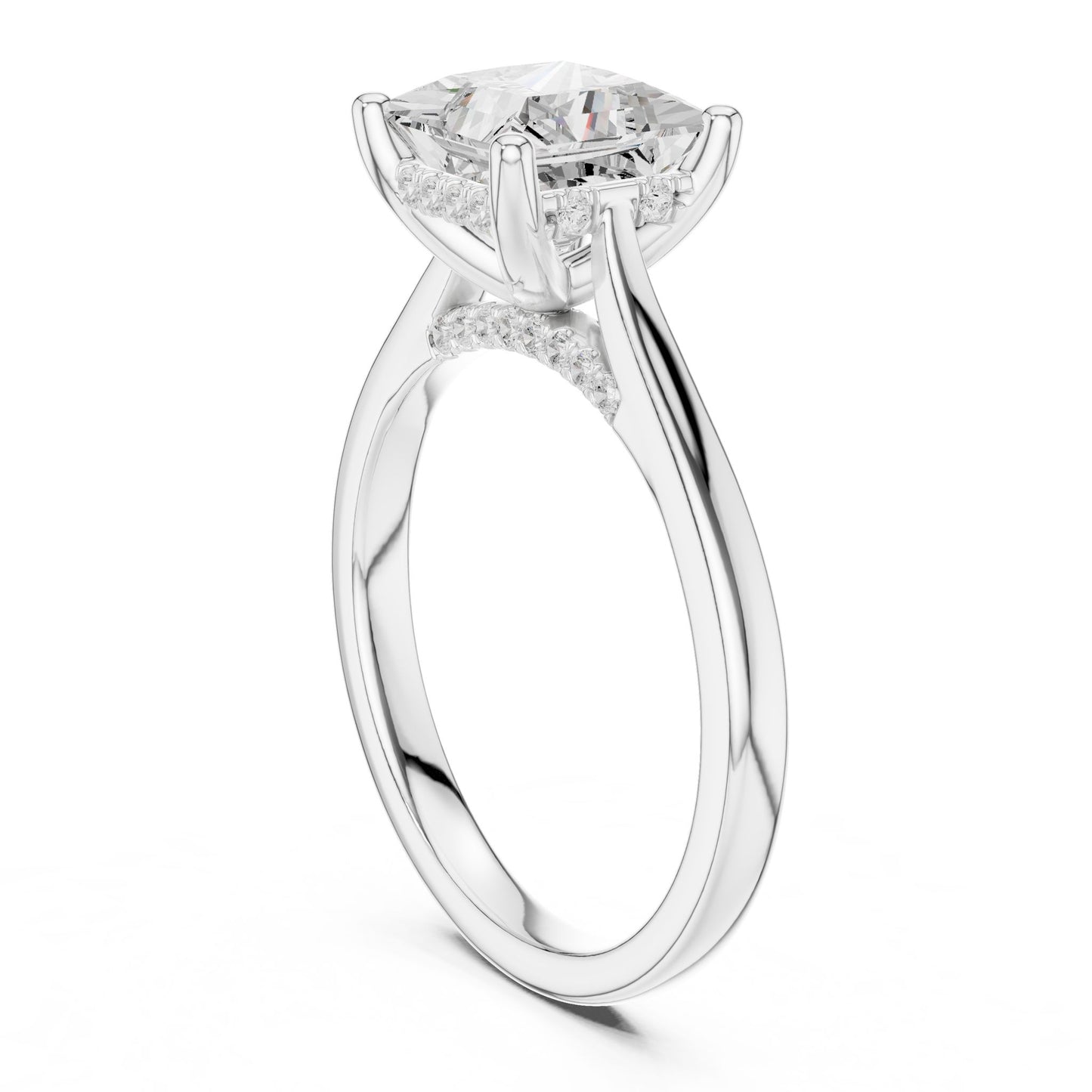 Princess Lab Grown Diamond Hidden Halo Engagement Ring