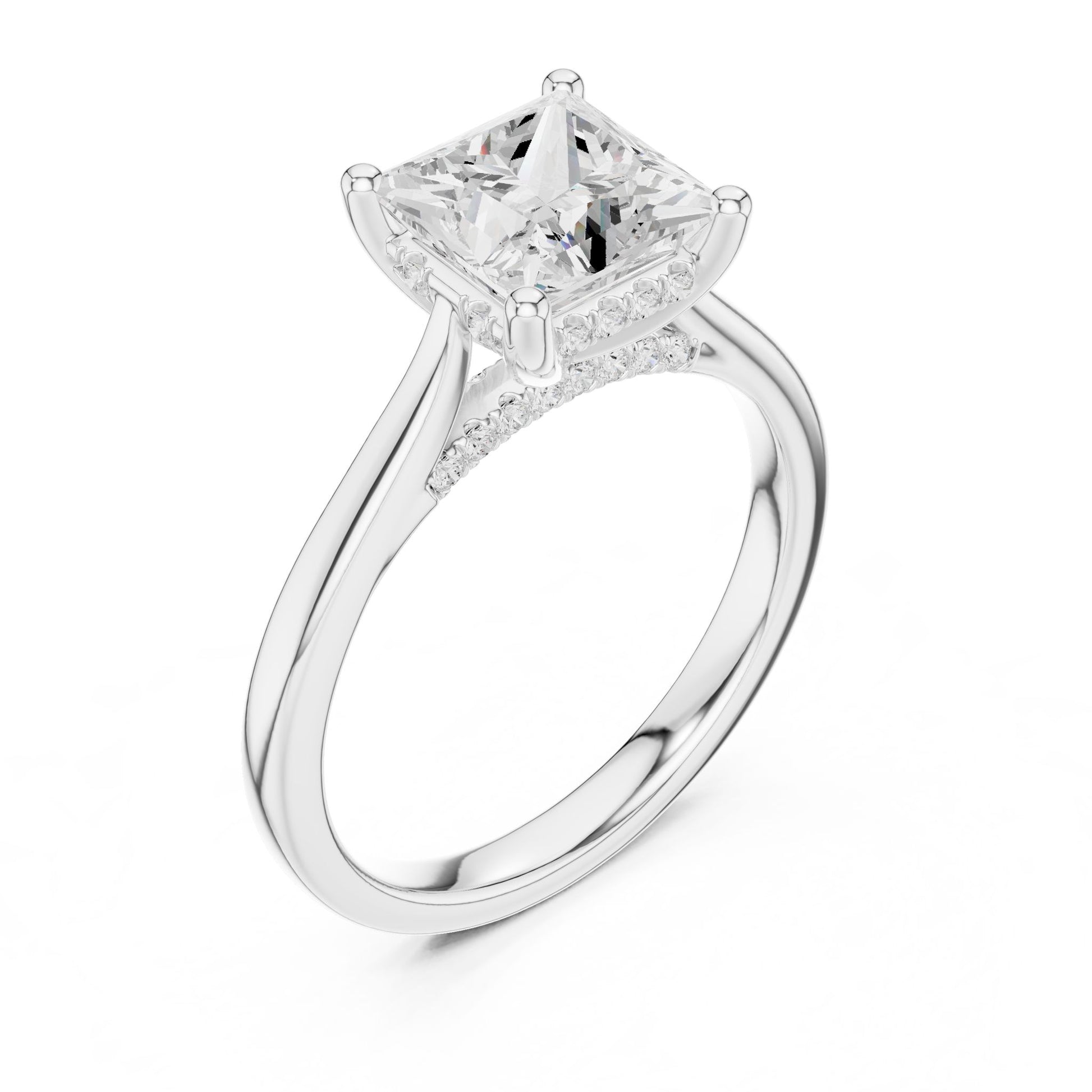 Princess Lab Grown Diamond Hidden Halo Engagement Ring