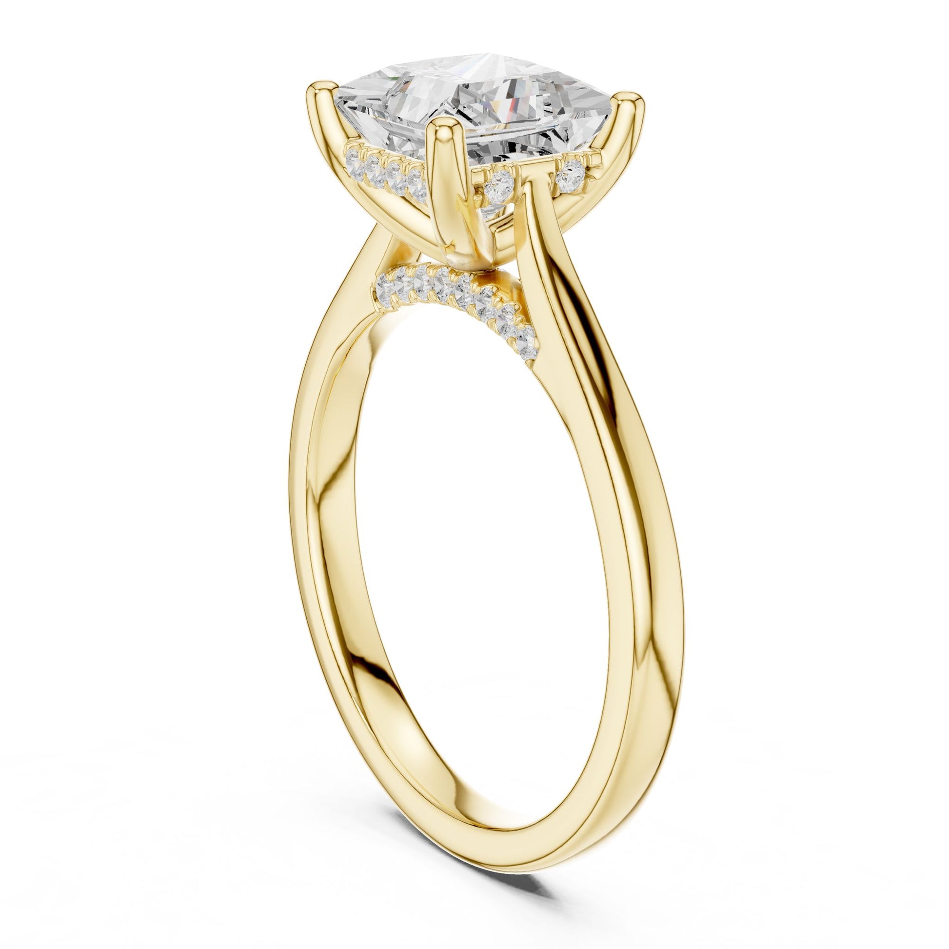Princess Lab Grown Diamond Hidden Halo Engagement Ring