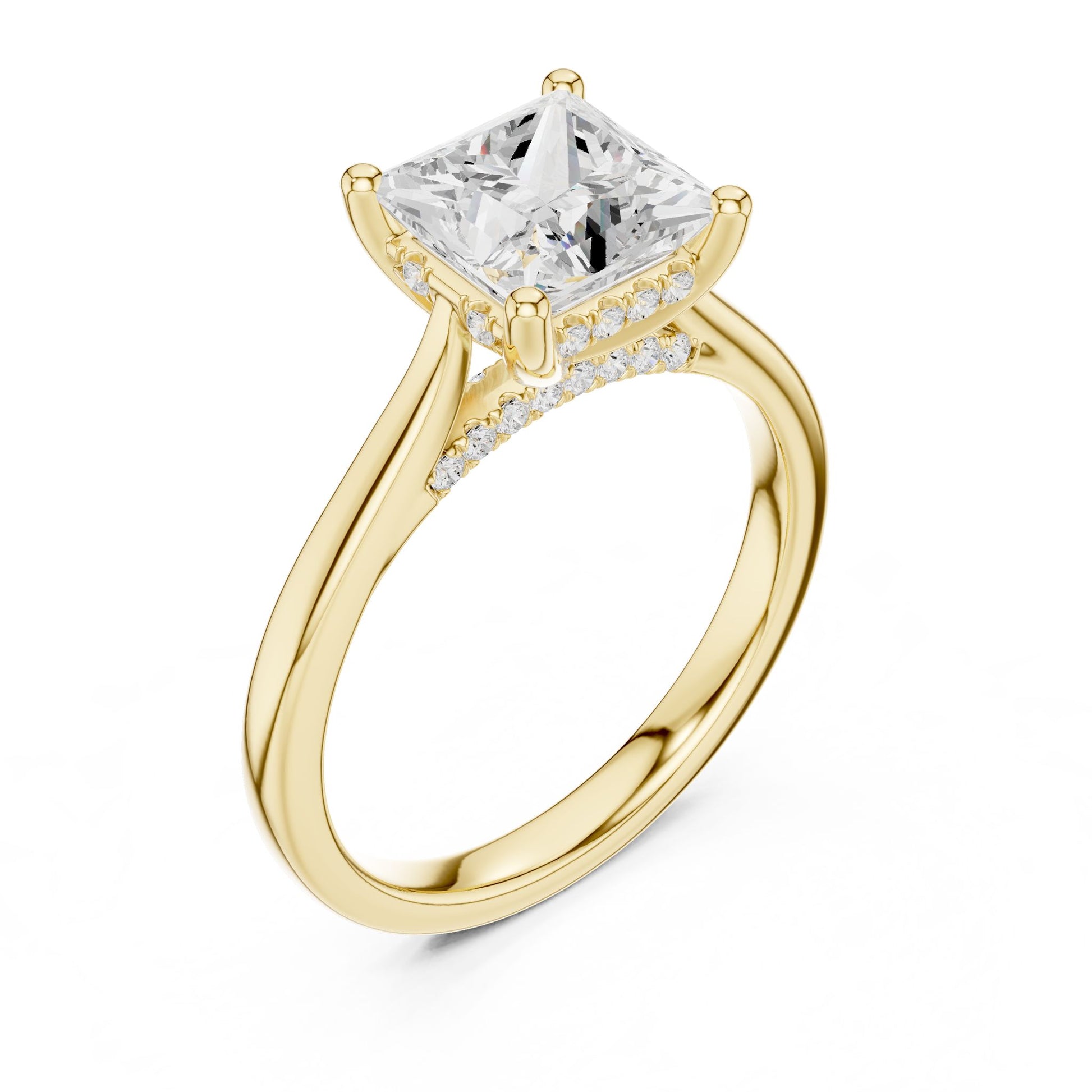 Princess Lab Grown Diamond Hidden Halo Engagement Ring
