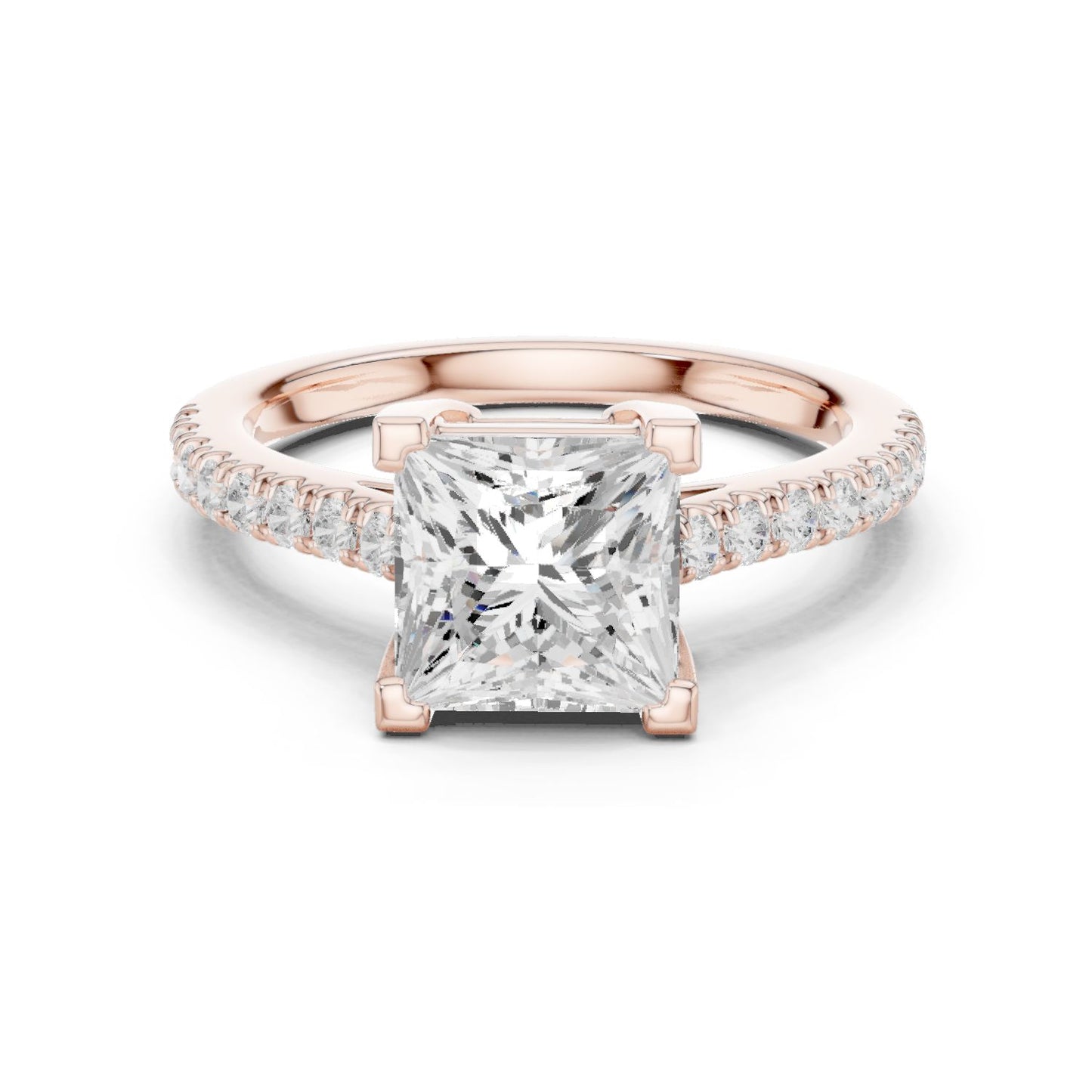 Princess Lab Grown Diamond Pave Engagement Ring