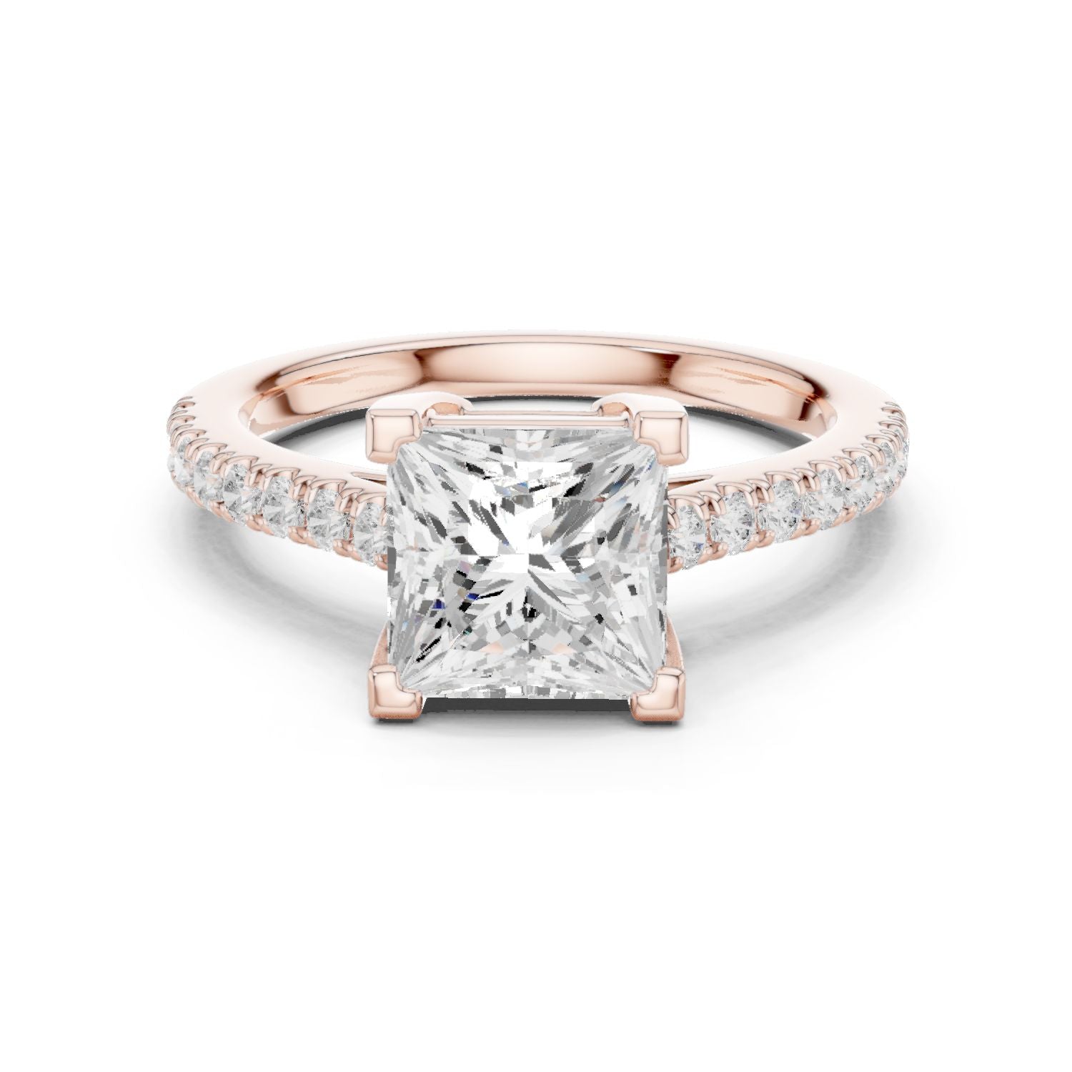 Princess Lab Grown Diamond Pave Engagement Ring