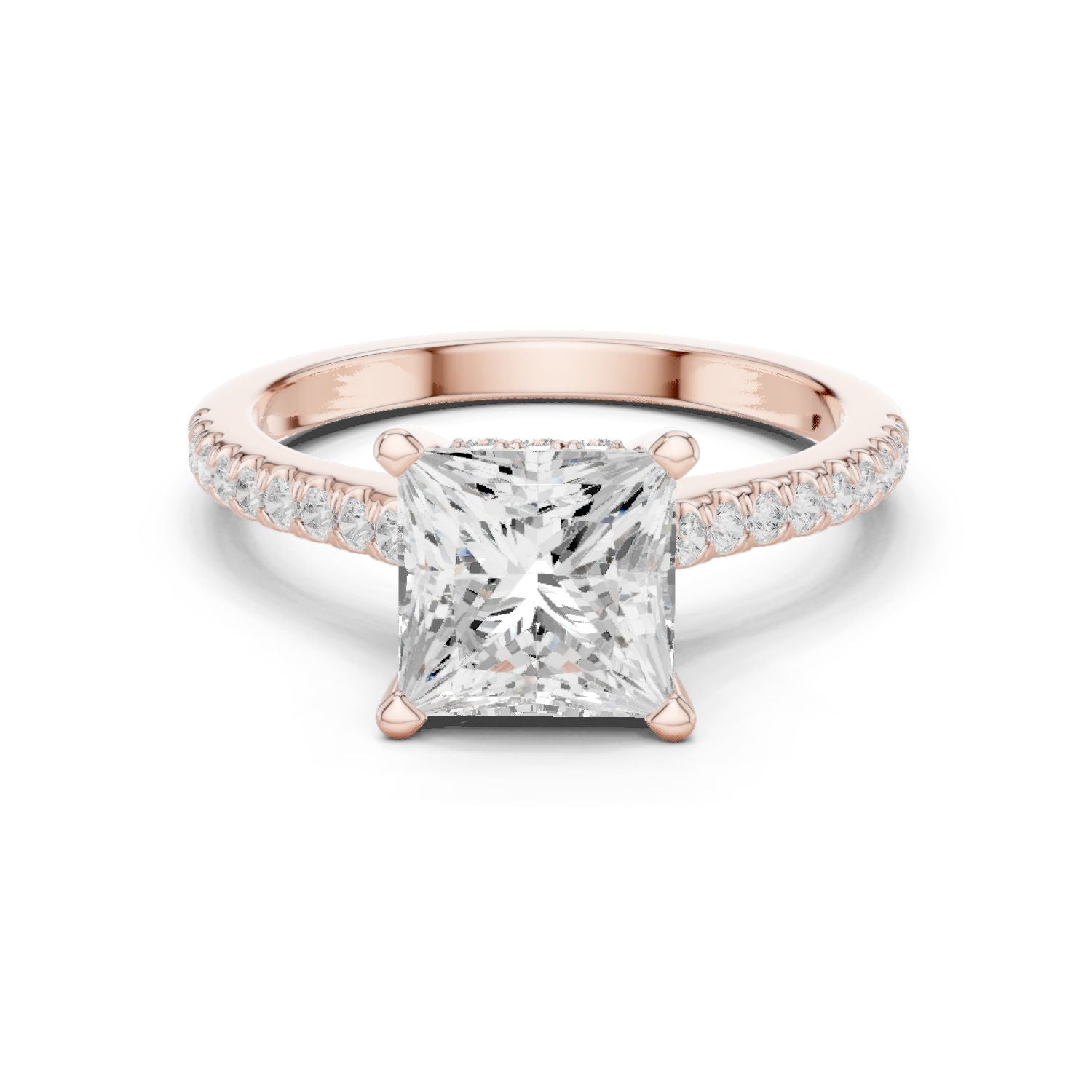 Princess Lab Grown Diamond Pave Engagement Ring