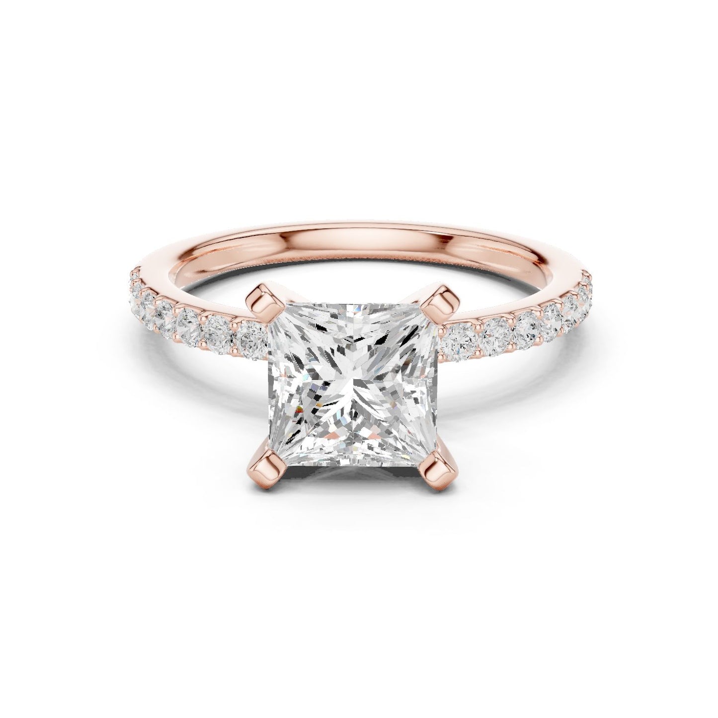 Princess Lab Grown Diamond Pave Engagement Ring