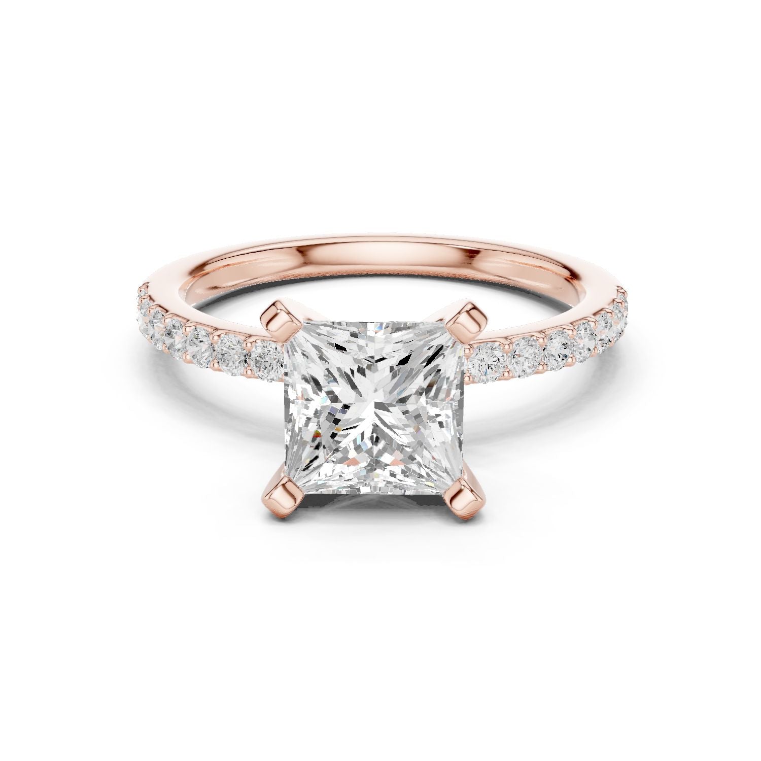 Princess Lab Grown Diamond Pave Engagement Ring