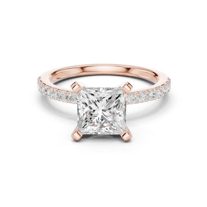 Princess Lab Grown Diamond Pave Engagement Ring