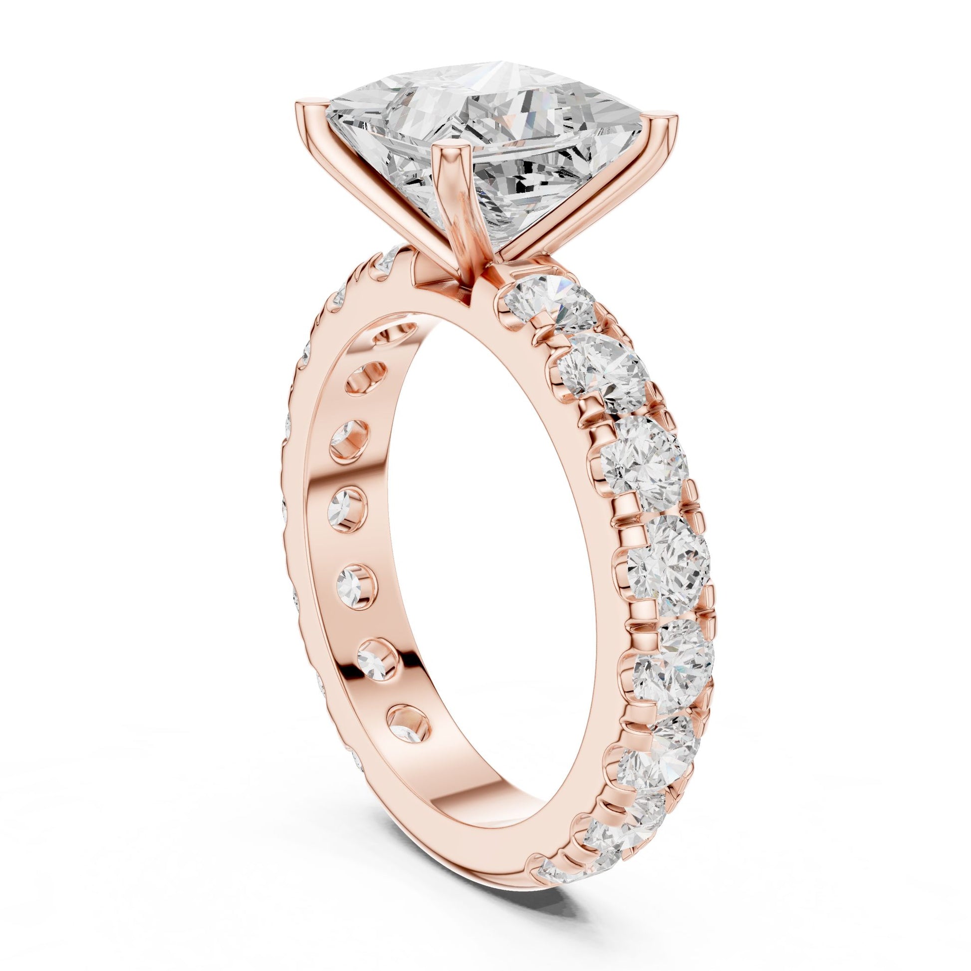 Princess Lab Grown Diamond Pave Engagement Ring