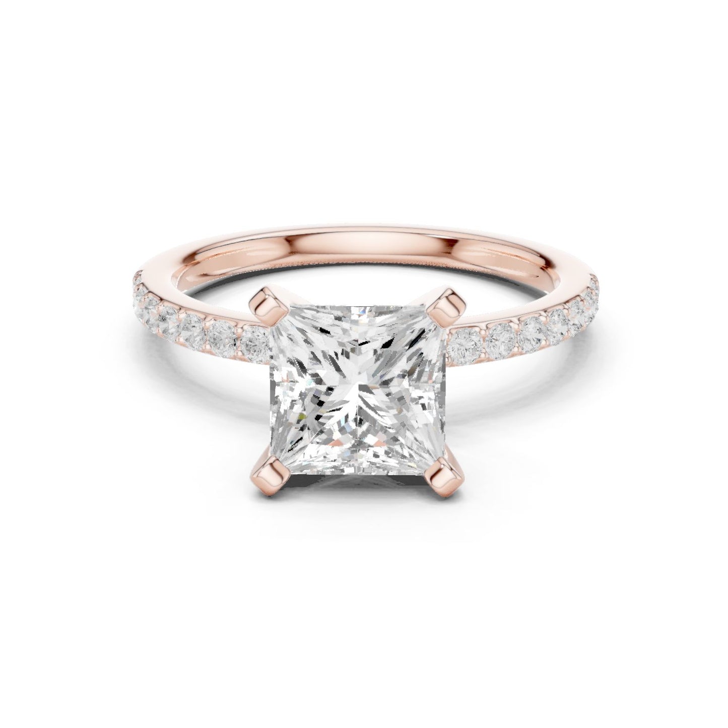 Princess Lab Grown Diamond Pave Engagement Ring