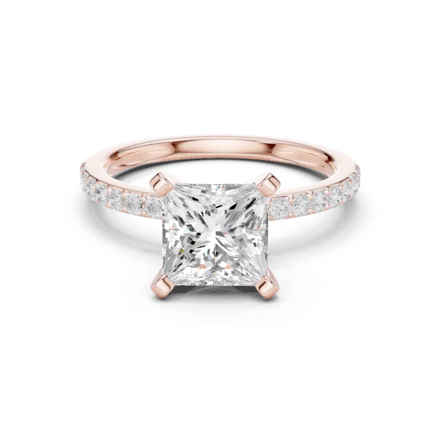 Princess Lab Grown Diamond Pave Engagement Ring
