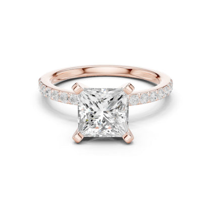 Princess Lab Grown Diamond Pave Engagement Ring
