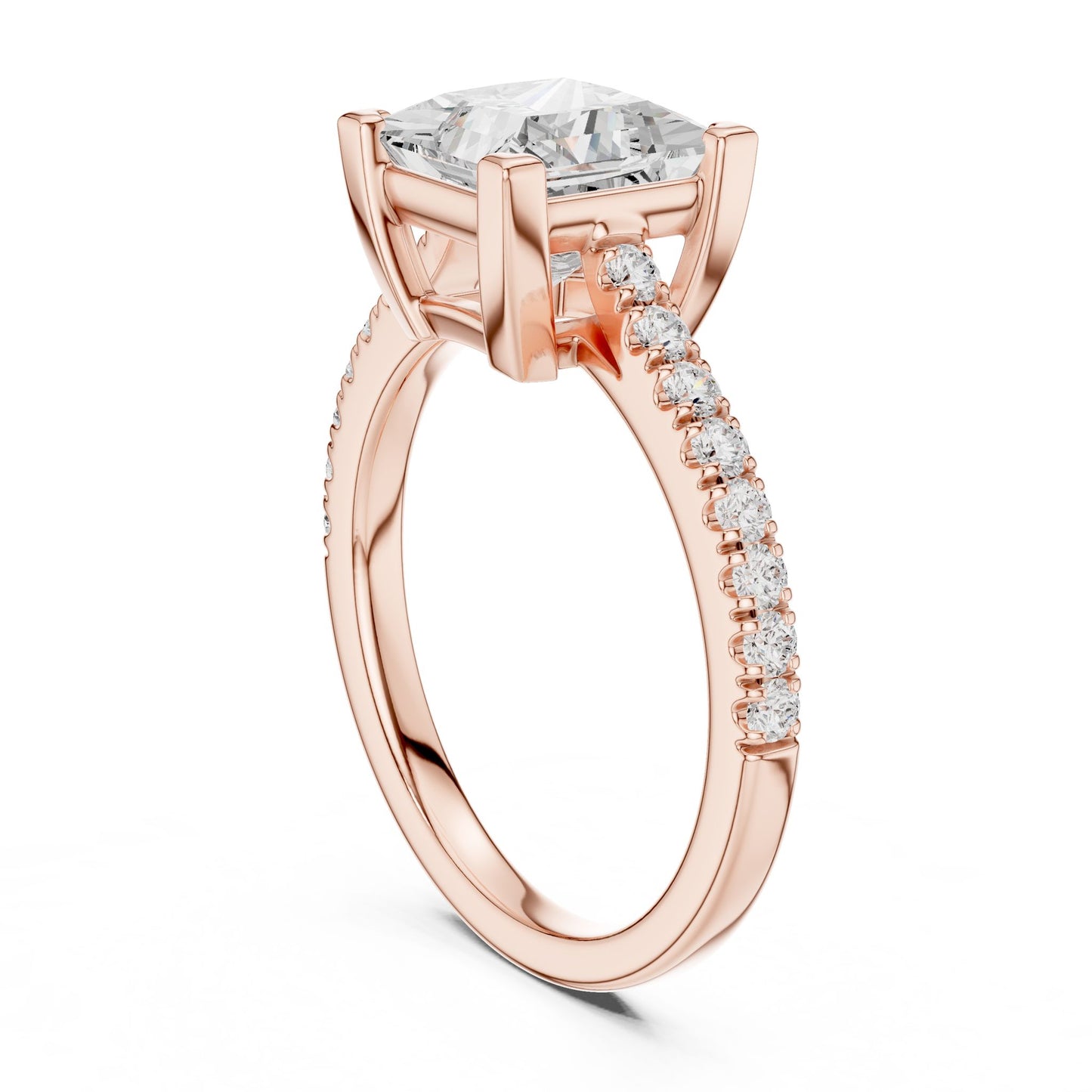 Princess Lab Grown Diamond Pave Engagement Ring