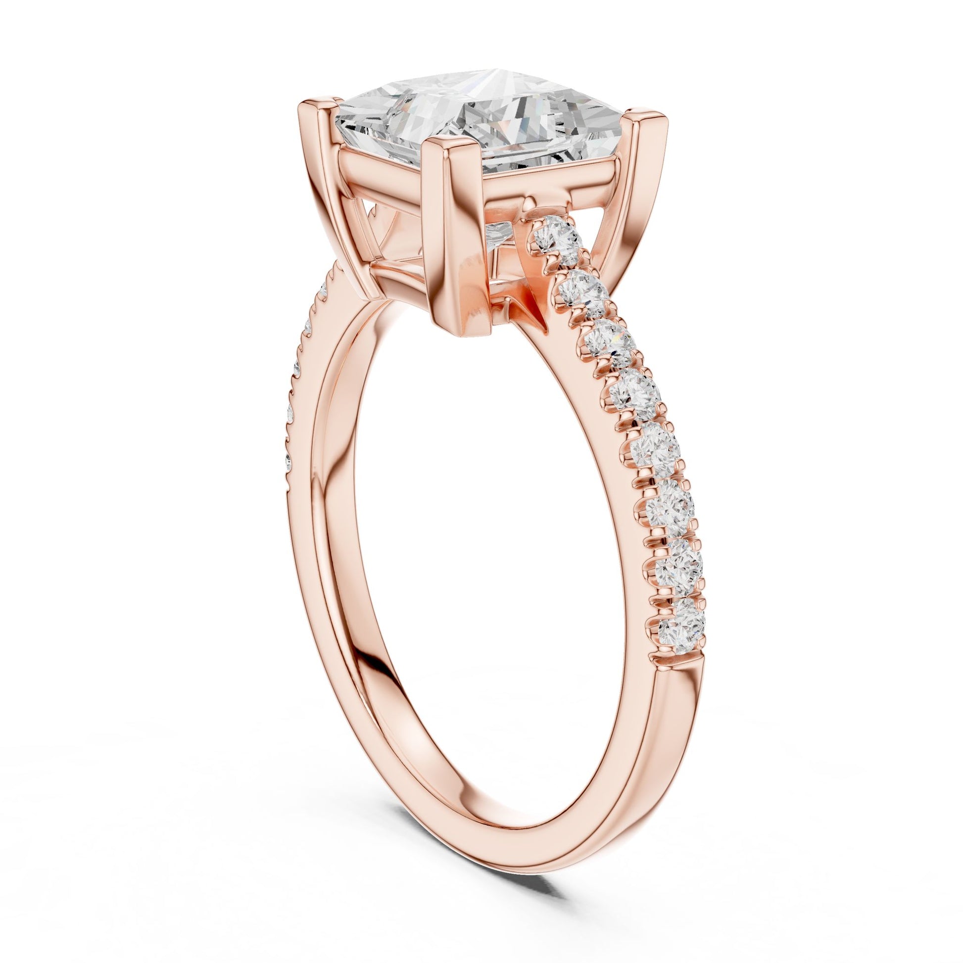 Princess Lab Grown Diamond Pave Engagement Ring
