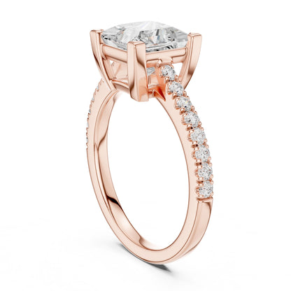 Princess Lab Grown Diamond Pave Engagement Ring