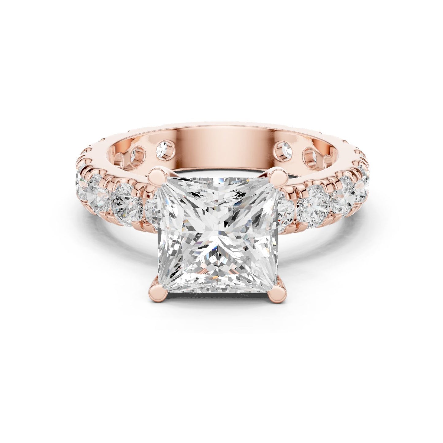 Princess Lab Grown Diamond Pave Engagement Ring