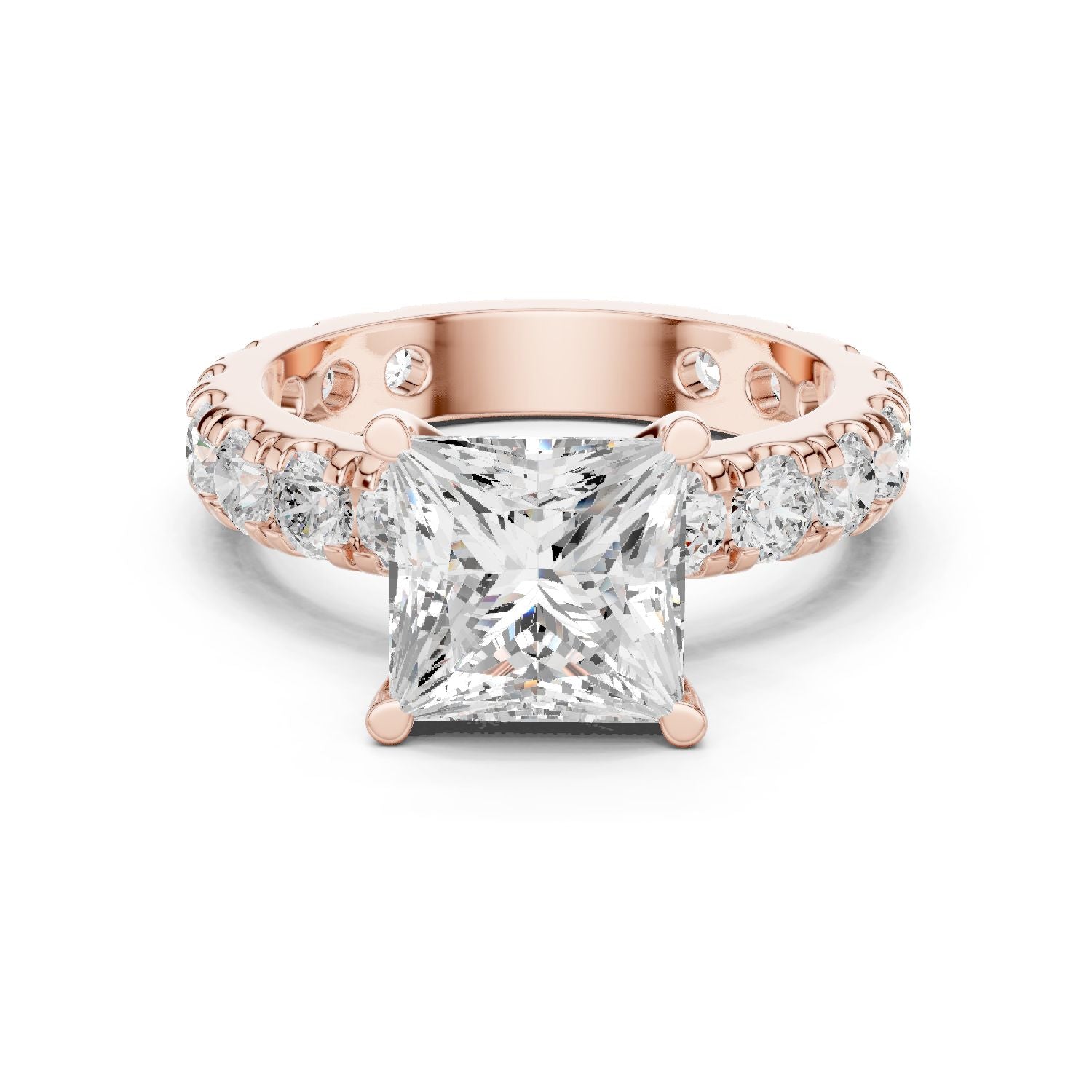 Princess Lab Grown Diamond Pave Engagement Ring