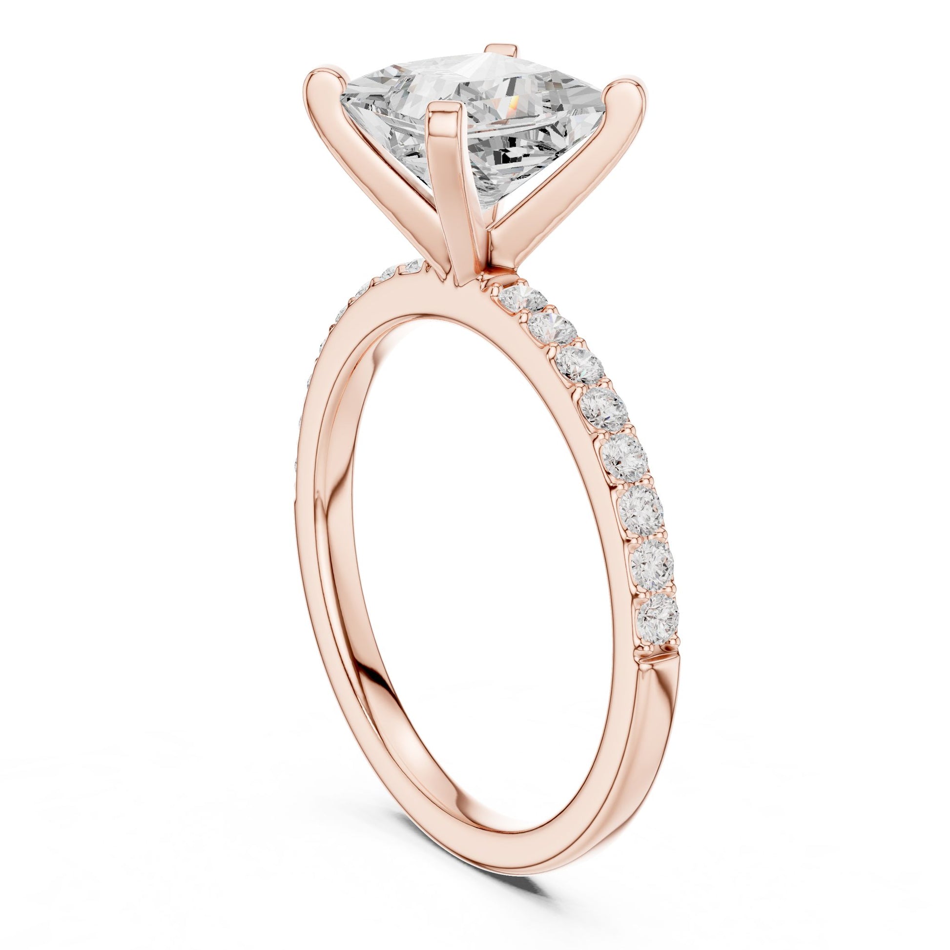 Princess Lab Grown Diamond Pave Engagement Ring