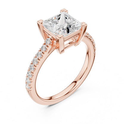 Princess Lab Grown Diamond Pave Engagement Ring