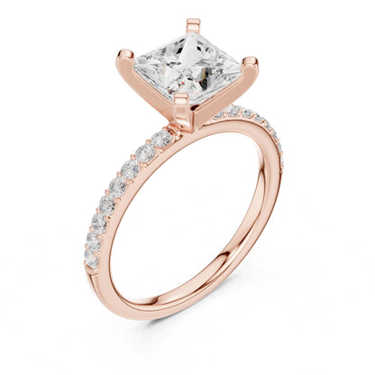 Princess Lab Grown Diamond Pave Engagement Ring