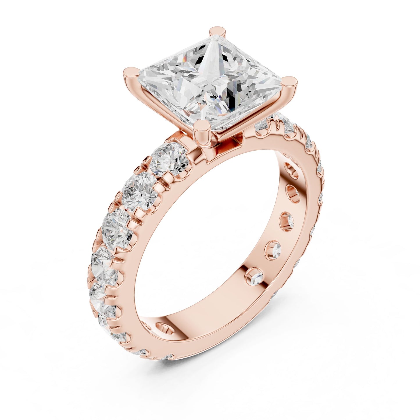Princess Lab Grown Diamond Pave Engagement Ring