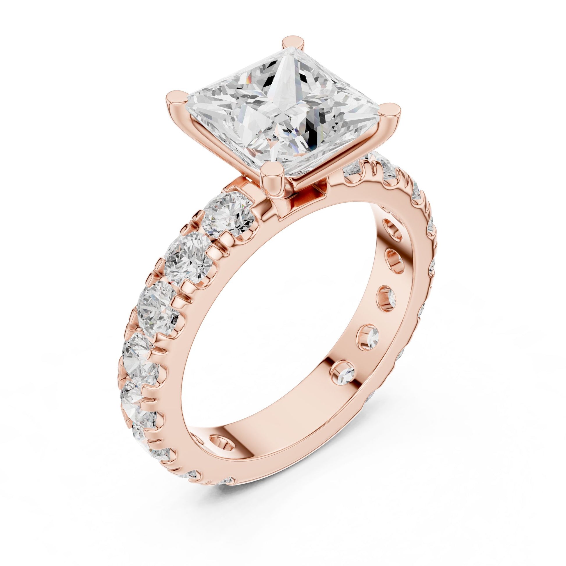 Princess Lab Grown Diamond Pave Engagement Ring