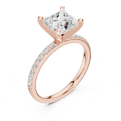 Princess Lab Grown Diamond Pave Engagement Ring
