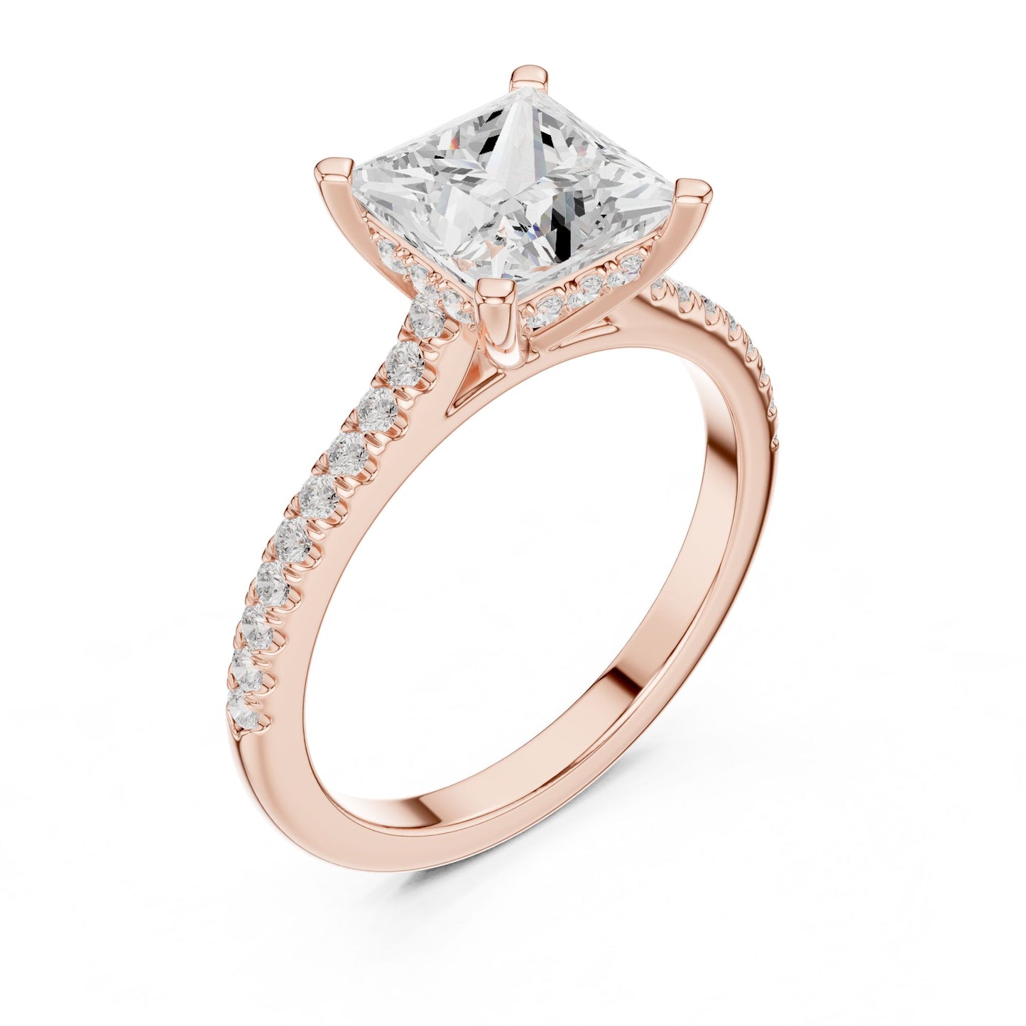 Princess Lab Grown Diamond Pave Engagement Ring