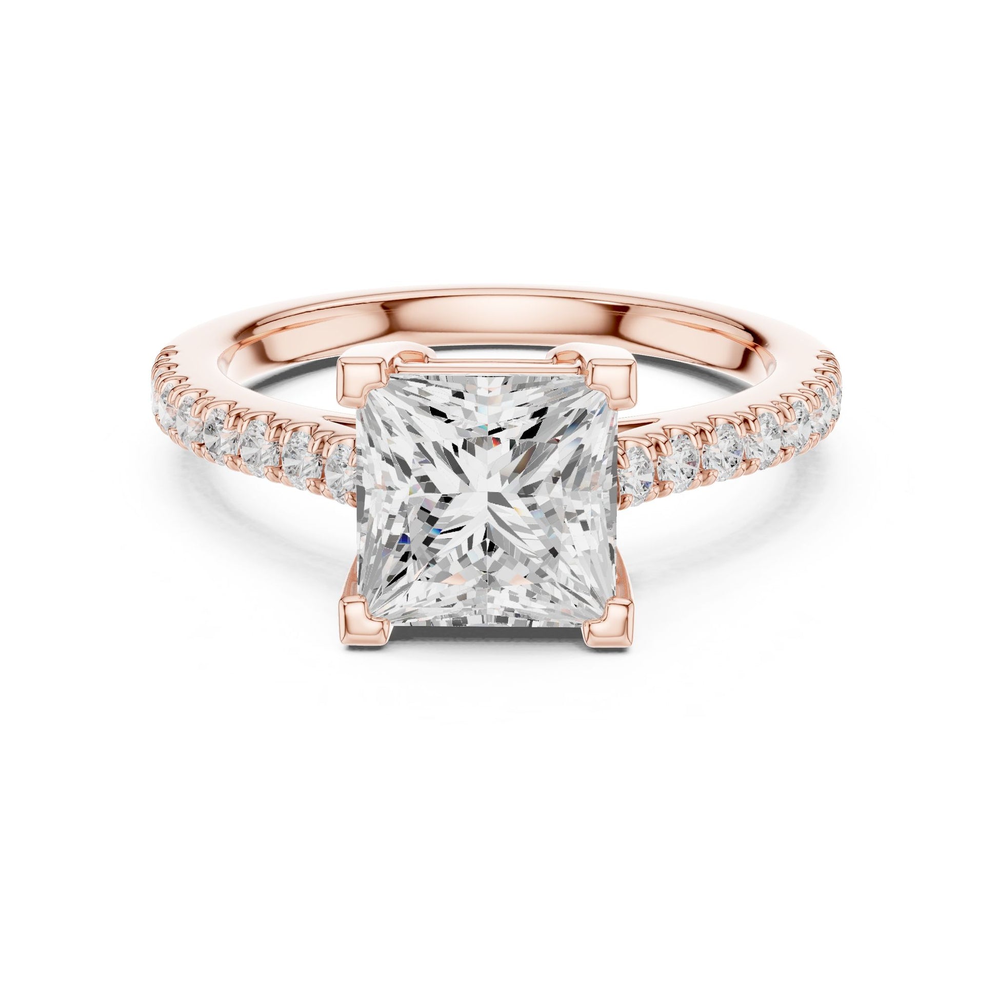 Princess Lab Grown Diamond Pave Engagement Ring