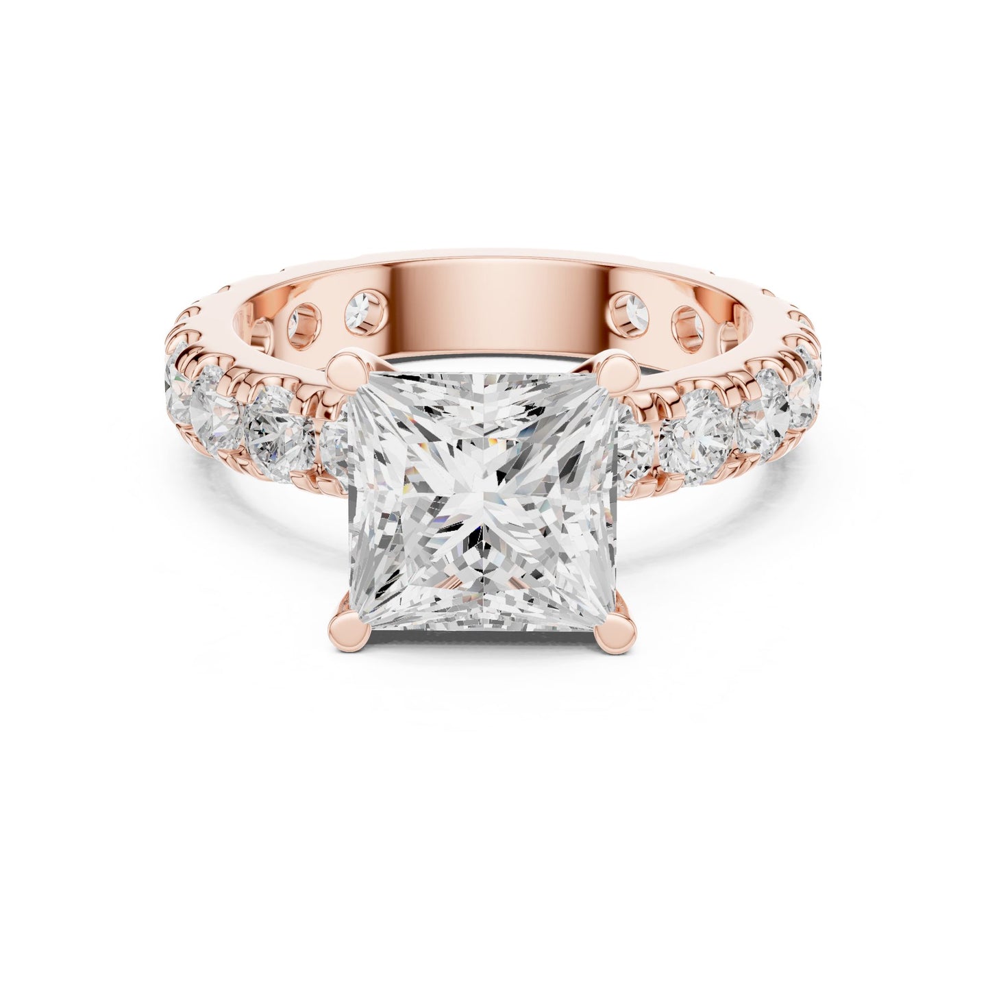 Princess Lab Grown Diamond Pave Engagement Ring