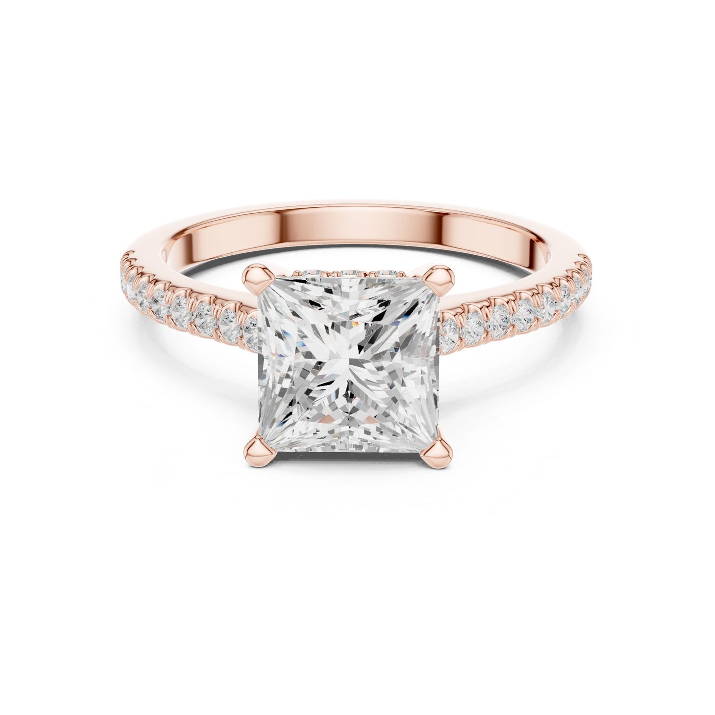 Princess Lab Grown Diamond Pave Engagement Ring