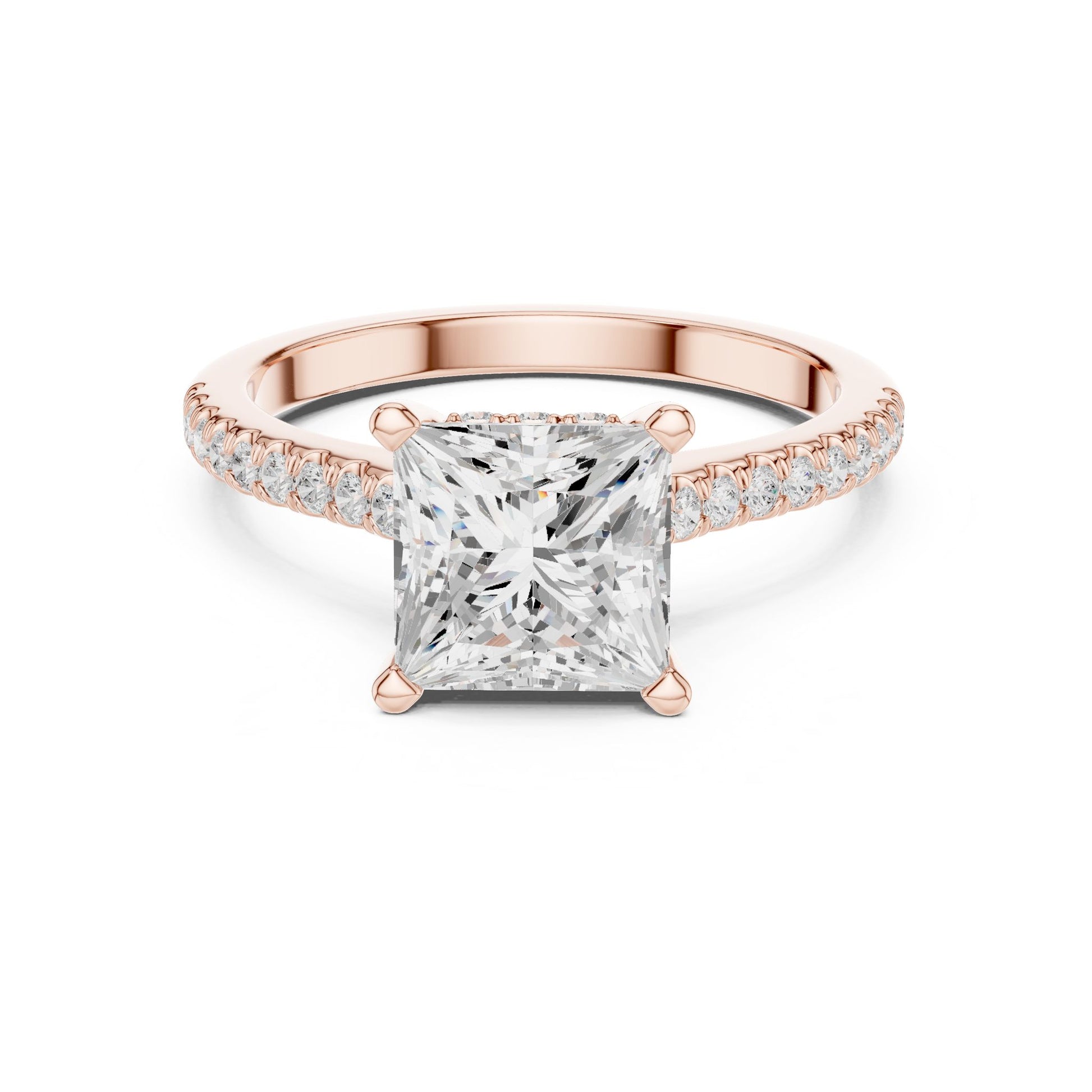 Princess Lab Grown Diamond Pave Engagement Ring