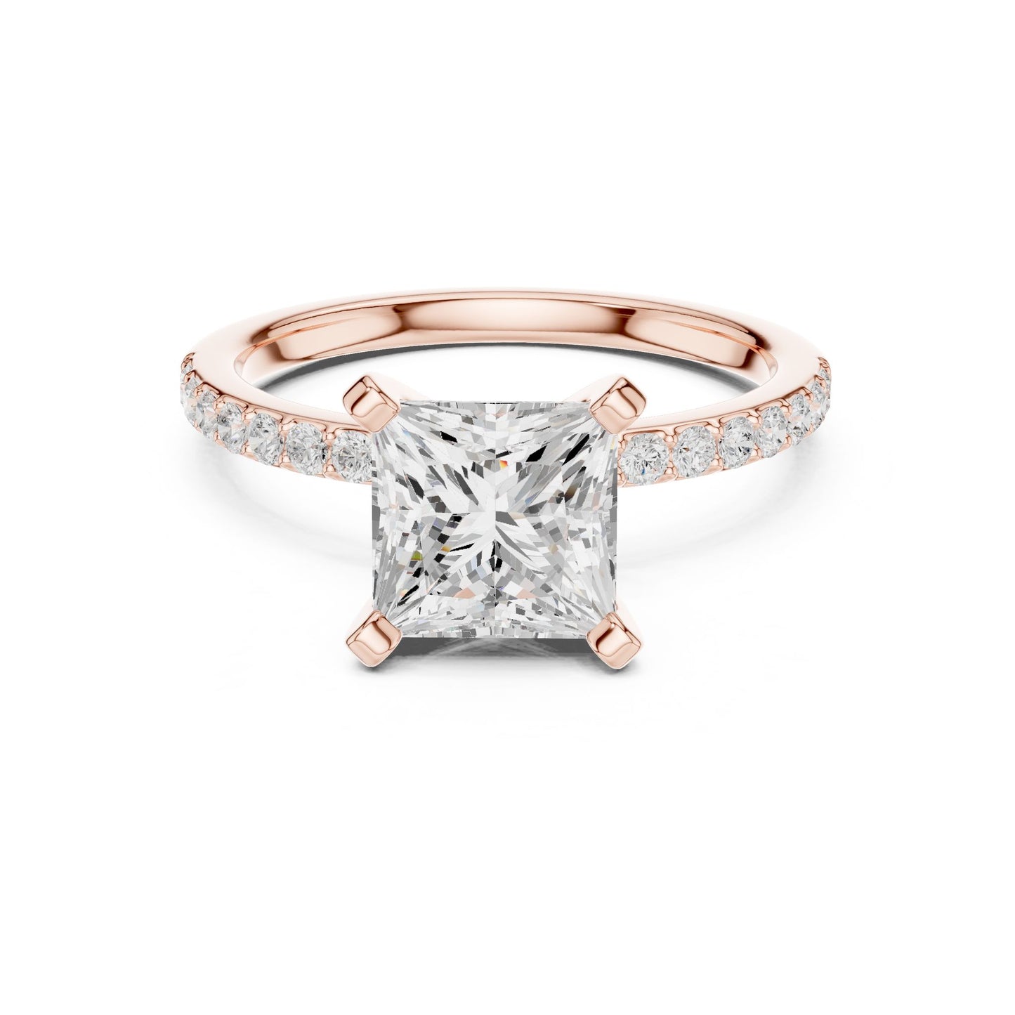 Princess Lab Grown Diamond Pave Engagement Ring