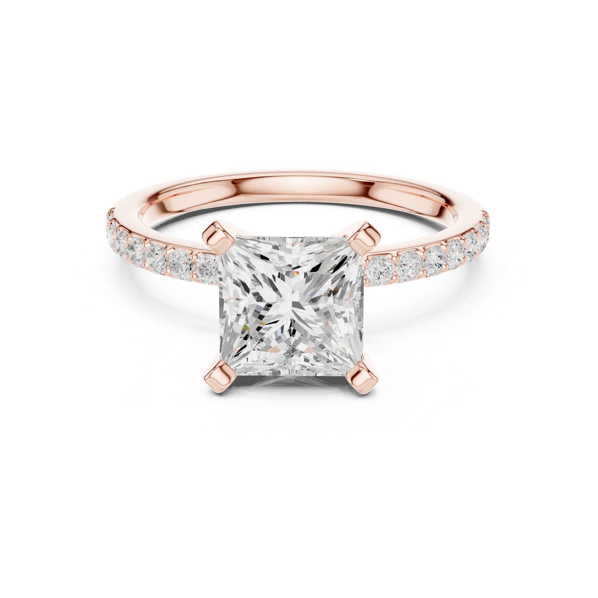 Princess Lab Grown Diamond Pave Engagement Ring