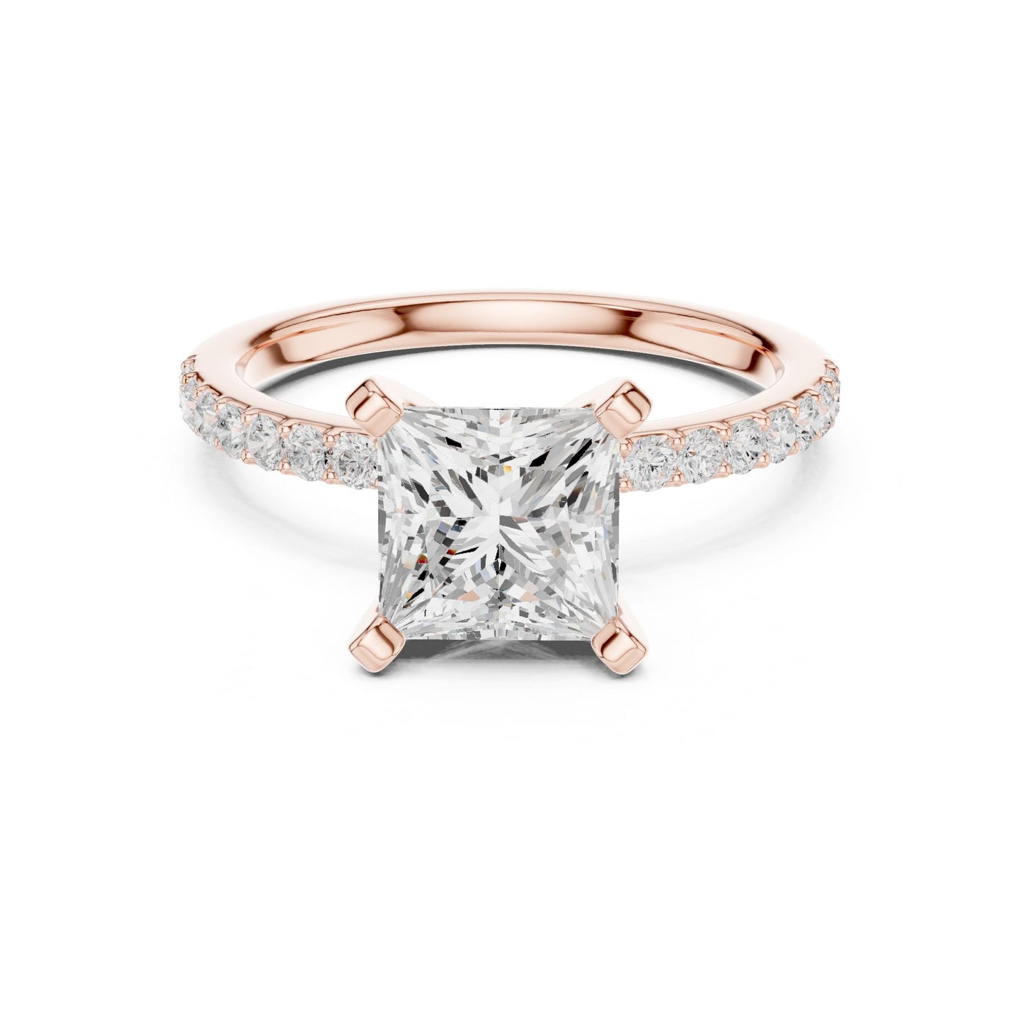 Princess Lab Grown Diamond Pave Engagement Ring