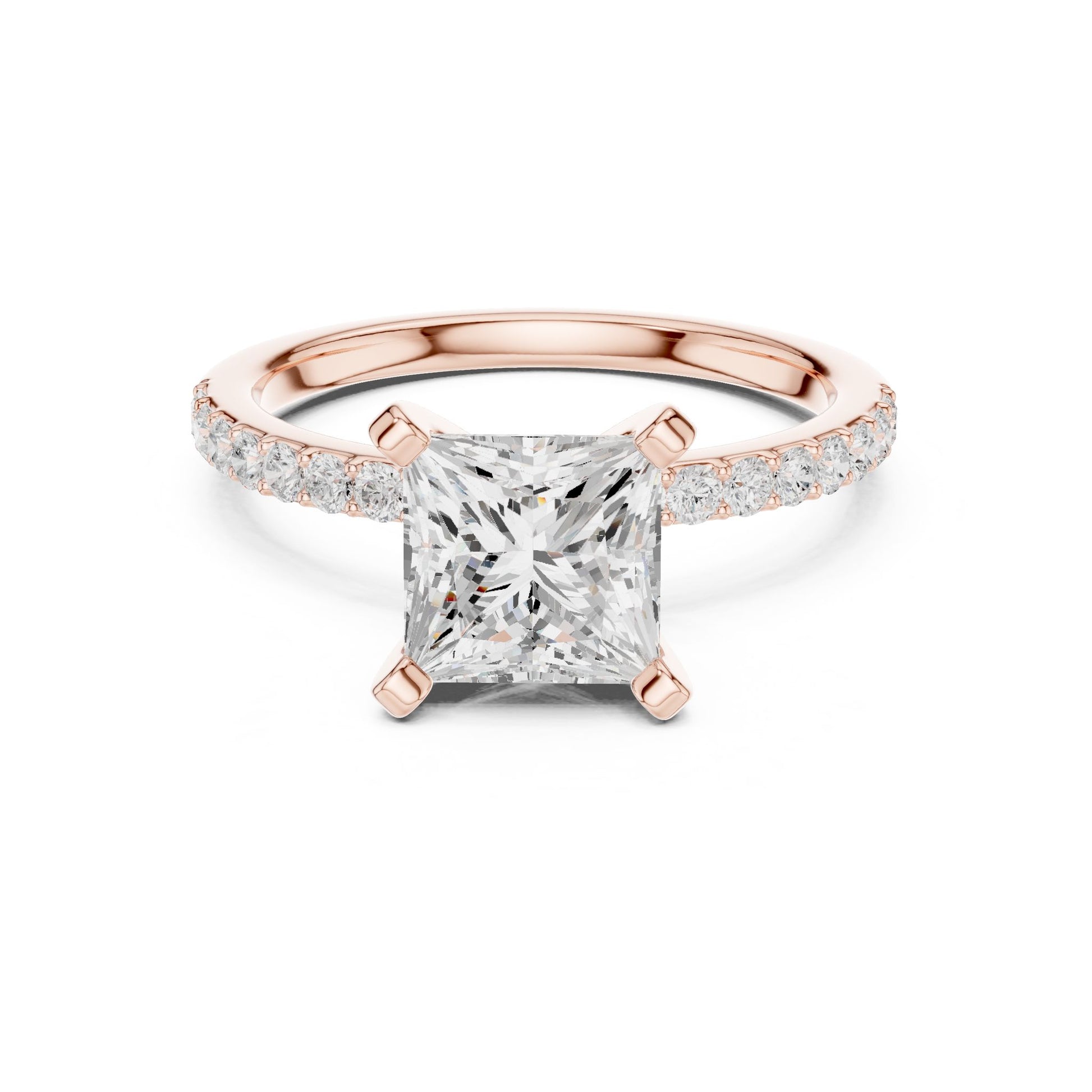 Princess Lab Grown Diamond Pave Engagement Ring